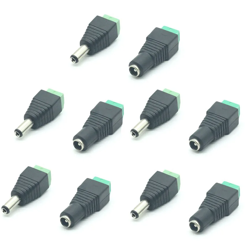 

5 x Male + 5 x Female 2.1x5.5mm DC 12V Power Cable Jack Adapter Connector Plug 3528 5050 LED Strip CCTV Camera Power Supply