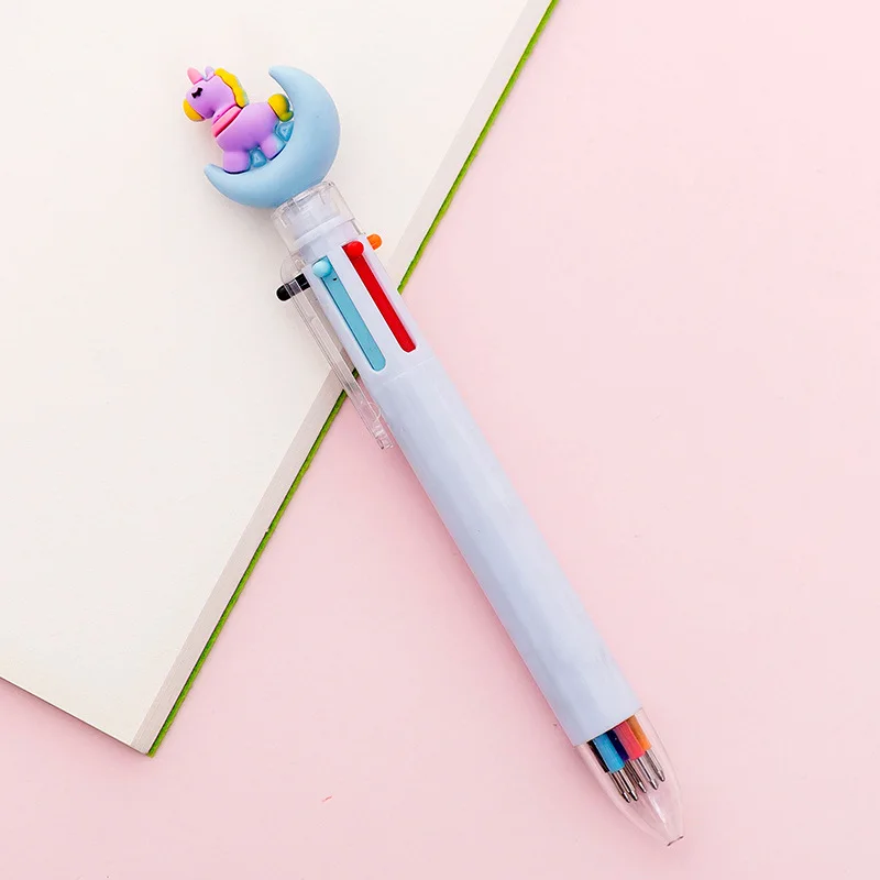 1 шт 6 Цветов шариковая ручка Розовый Единорог Кот коготь многоцветный маркер 0,5 мм креативная новинка ручки детский подарок Papelaria Caneta - Цвет: C-3 Sky Blue