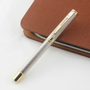 

Crocodile Classic Silver Fountain Ink Pens 0.5 mm Nib Smooth Writing Metal Business Office Pens with Gift Box School Supplies