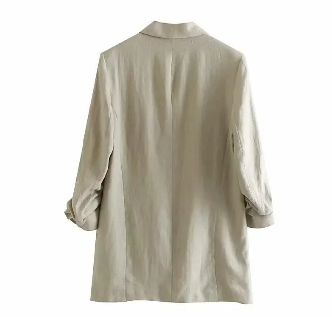 remarkable Leisure Linen Suit Jacket Office Lady Small Suit Solid Color Loose Cardigan Coat Thin Jacket Women