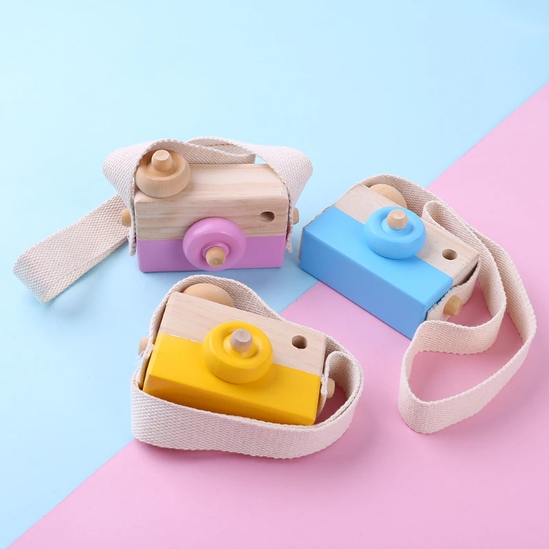 Wooden Toy Camera Kids Creative Neck Hanging Rope Toys Photography Prop Gift
