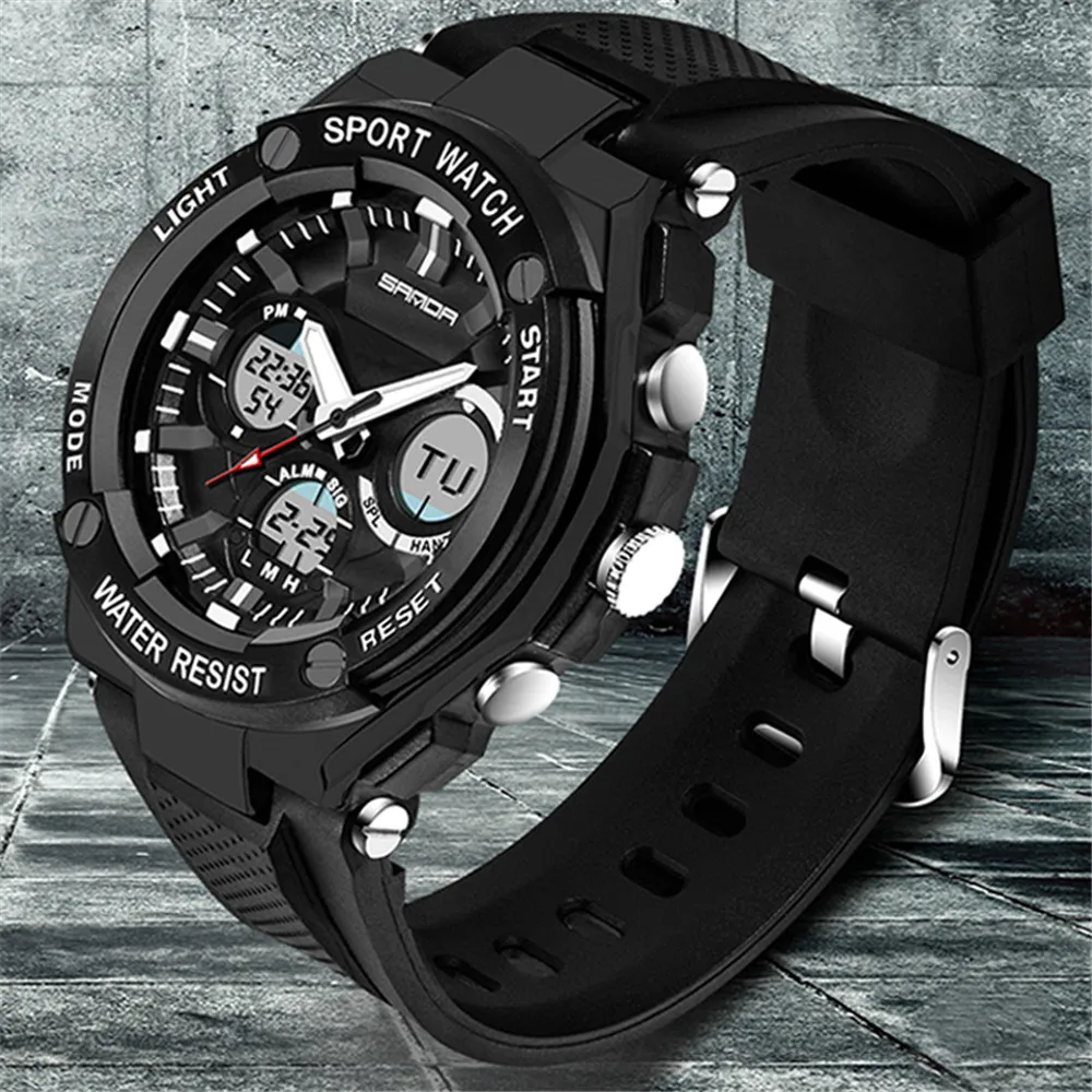 Sport Watch Luxury Double Display Cold Light Electronic Waterproof Mens