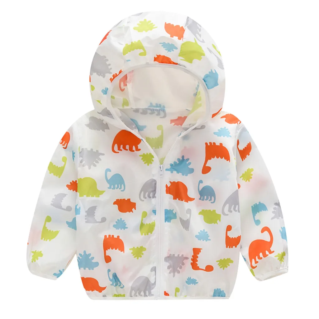 

Toddler Kids Boys Girls Summer Print Sunscreen Jackets Hooded Outerwear Zipper Coats New Fashion