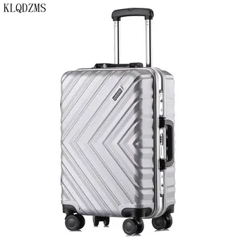 

KLQDZMS 20/24inch Luxury Aluminum Frame Trolley Suitcase Men Business Rolling Luggage Women Travel Bags On Wheels