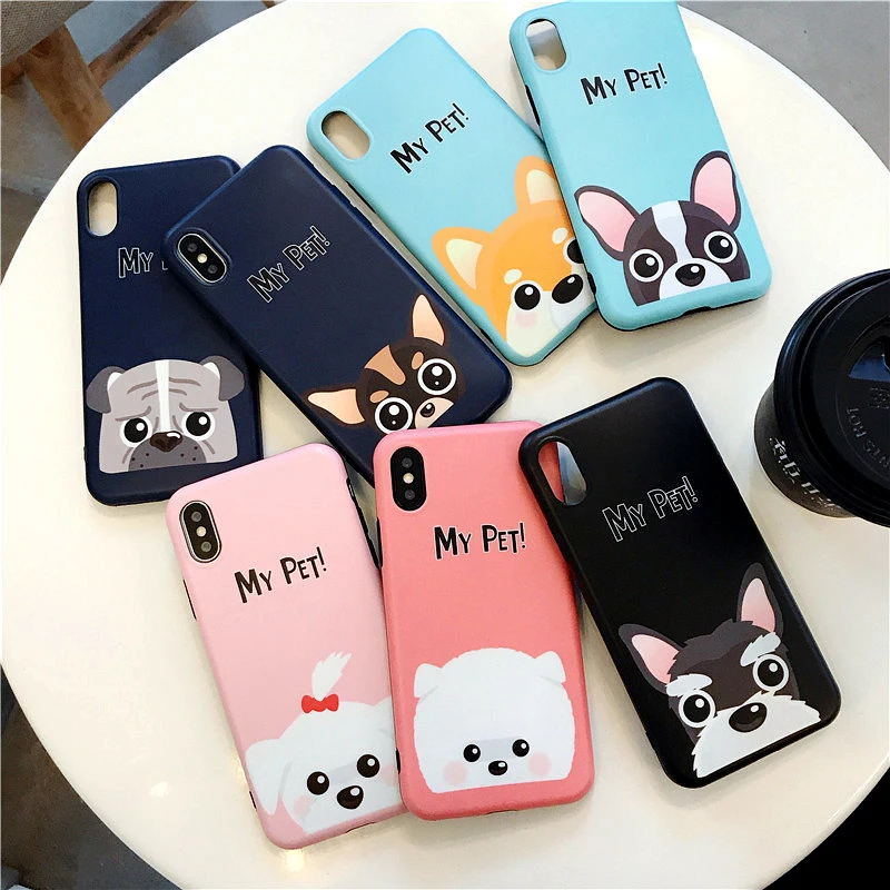 Модные чехлы для телефонов с рисунком собаки iphone 6 7 8 Plus X XS XR XSMAX Мультяшные пары