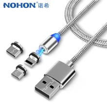 NOHON 3 в 1 быстрый Магнитный зарядный кабель светодиодный 8-контактный Micro usb type C для iPhone X 7 8 6 Xiaomi 4 магнитные кабели для зарядки