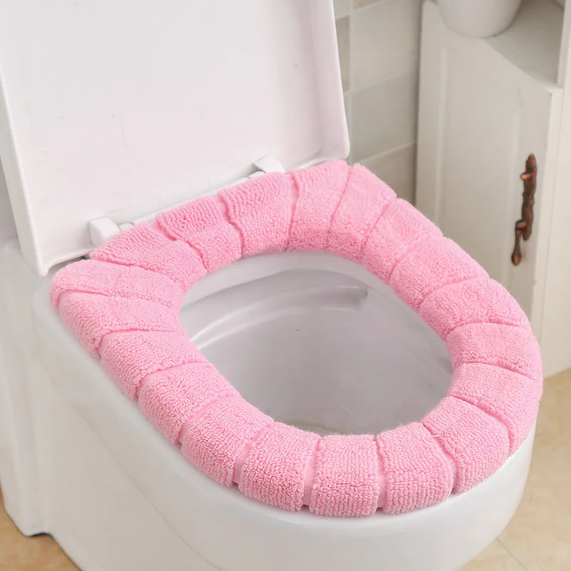 Сплошной цвет ванная комната утолщающий для туалета набор теплый сиденье для унитаза моющийся тыквенный узор накладки на сидения унитаза O круг с сиденьем подушка