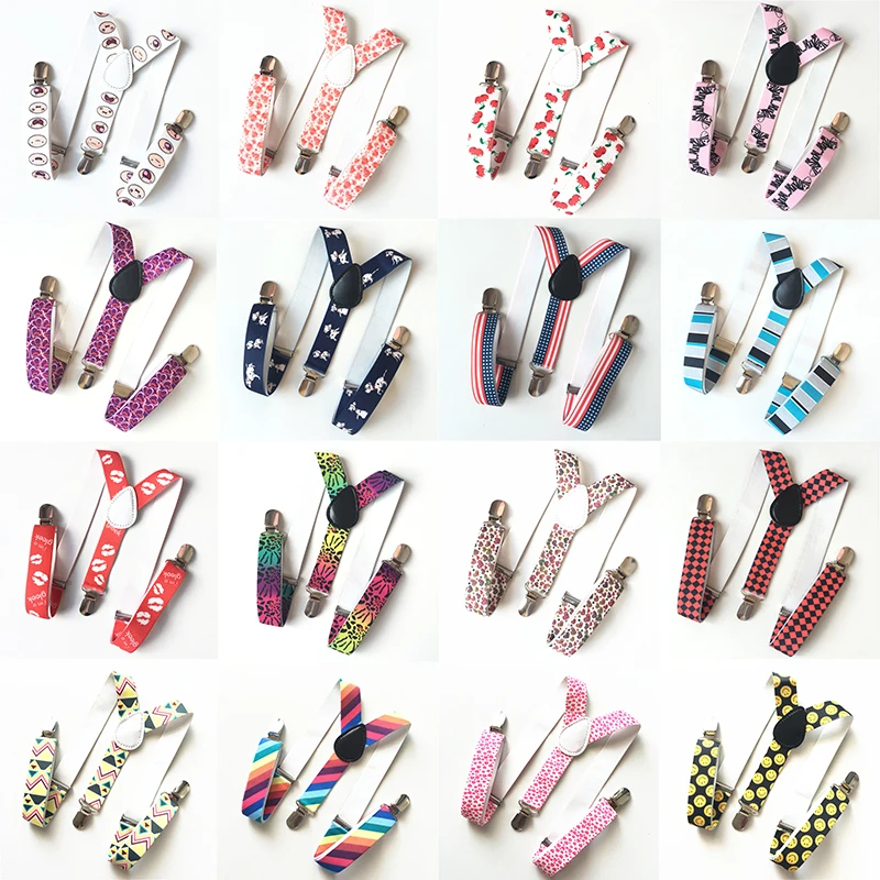

16 Colors Children's Boys Kids Suspenders Printing Cartoon Pattern Elastic Adjustable Straps 3 Clip-on Y-Back Braces ETBD020-35