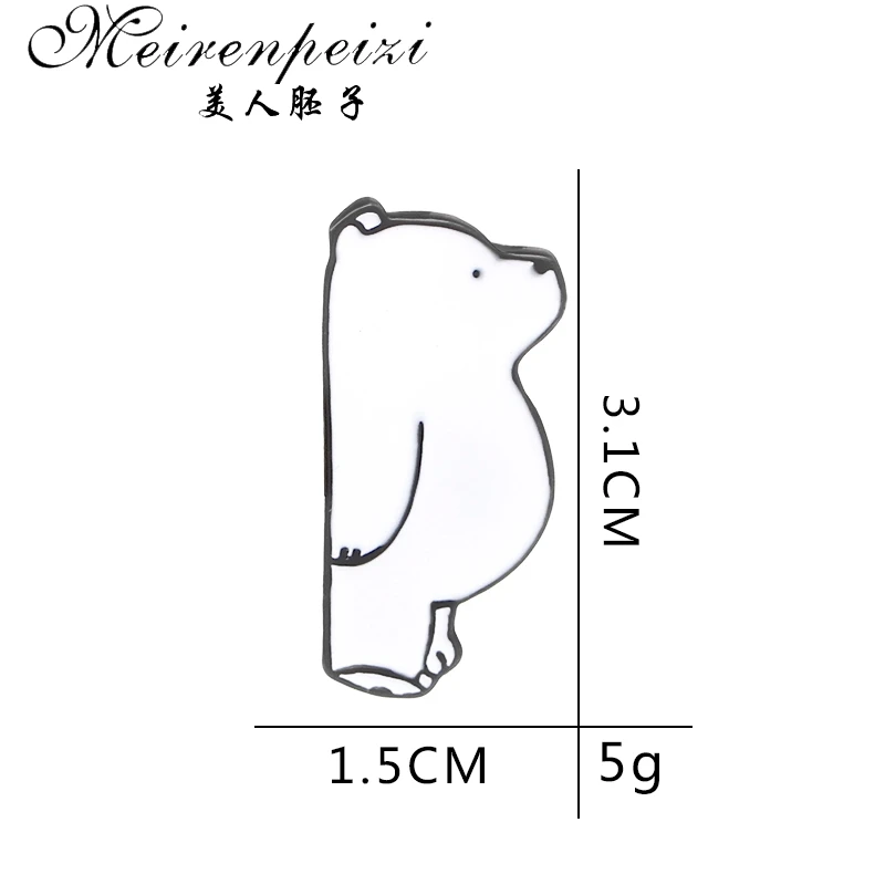 Meirenpeizi броши и булавки твердая Эмаль мультфильм белый Медведь булавки значки нагрудные знаки куртки сумка ткань ювелирные изделия