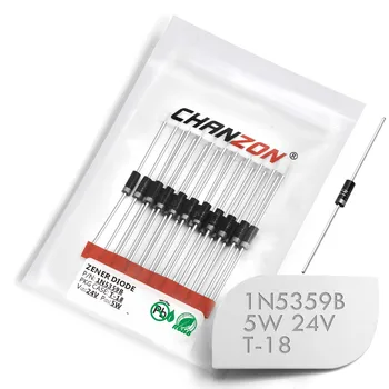 

(20 Pcs) 1N5359B 1N5359 Power Zener Diode 5W 24V T-18 (CASE17-02) Axial 5 Watt 24 Volt IN 1N 5359B IN5359B