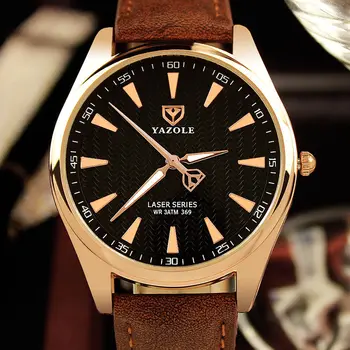

369 Hot Male Men Watch Fashion Quartz Watch Business Leather Watch