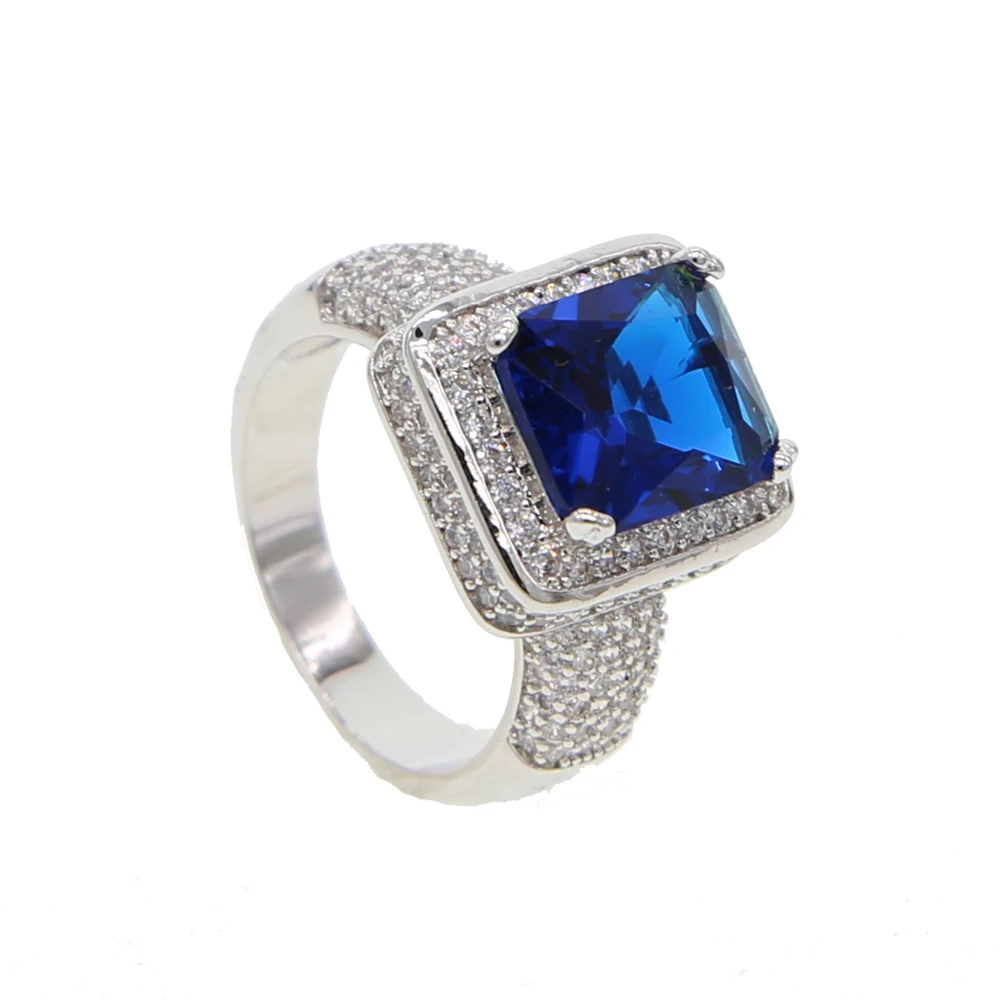 Gothic big stone Rings modern Style Fashion Jewelry For Men Woman Jewelry bijoux Men's Ring With Stone Square ring Gem Red CZ