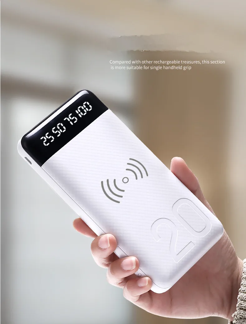 

2018 10000mah Portable USB with Qi Wireless charger 2 in 1 power bank digital led for iPhone X 8 Plus Samsung Note 8 S8