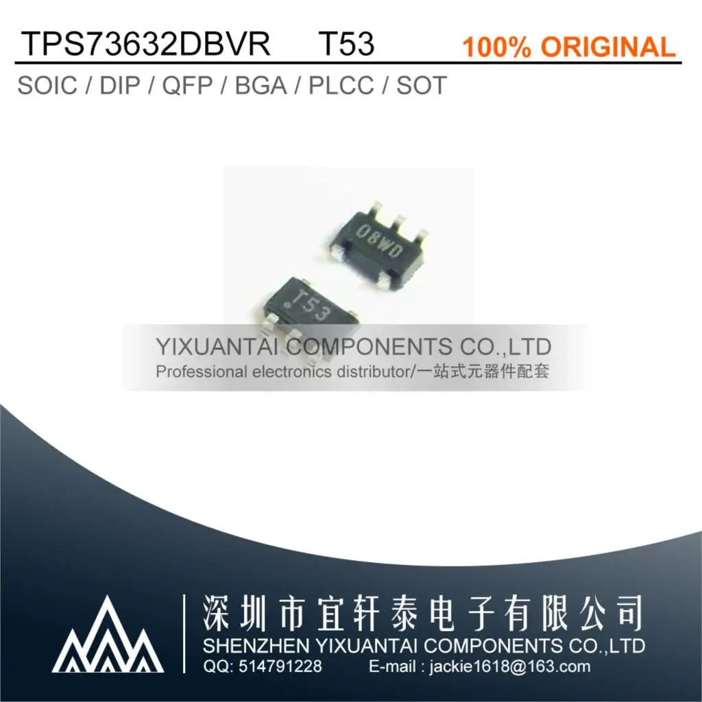 

10-100pcs/lot Free shipping TPS73632DBVR TPS73632D TPS73632 IC REG LINEAR 3.2V 400MA SOT23-5 Marking:T53 New Original