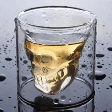Череп голова стеклянная чашка для виски вино водка Коктейльная бар клуб декоративные аксессуары для вечеринки прозрачный кристалл пиратский череп бокал вина