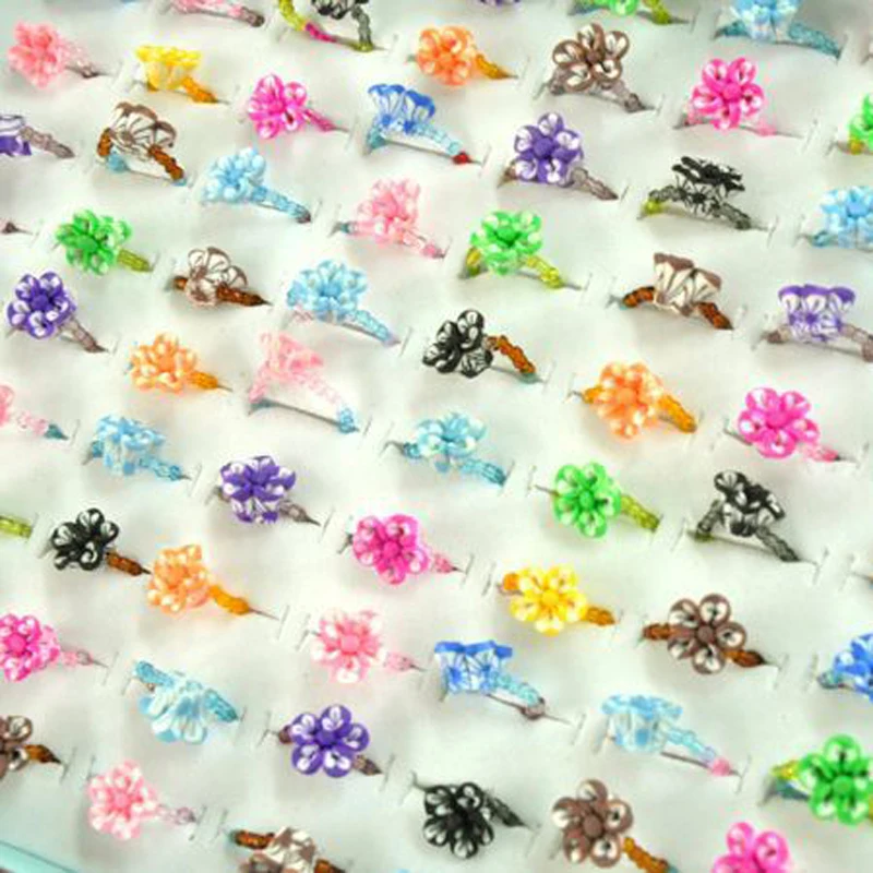 

Wholesale 10pcs/Lot Silver Plated Multicolor Rhinestone Cute Rings For Children Girls Mixed Design Free Shipping
