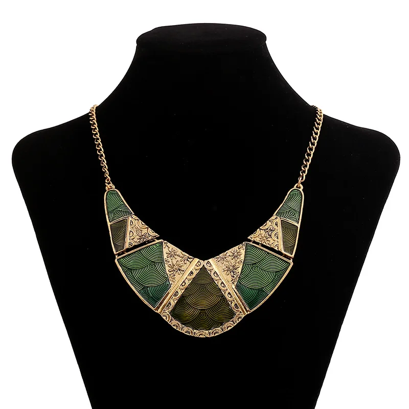 LZHLQ 2002, цыганский воротник, колье, ожерелье для женщин, ювелирное изделие, бохо, Этническая Эмаль, макси, массивное ожерелье, для девушек, Torques, колье - Окраска металла: Green