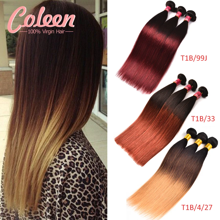 

Coleen 7A Brazilian Virgin Hair Straight 3 Bundles Ombre Brazilian Hair Weave Brazilian Straight Hair Ombre Human Hair Bundles