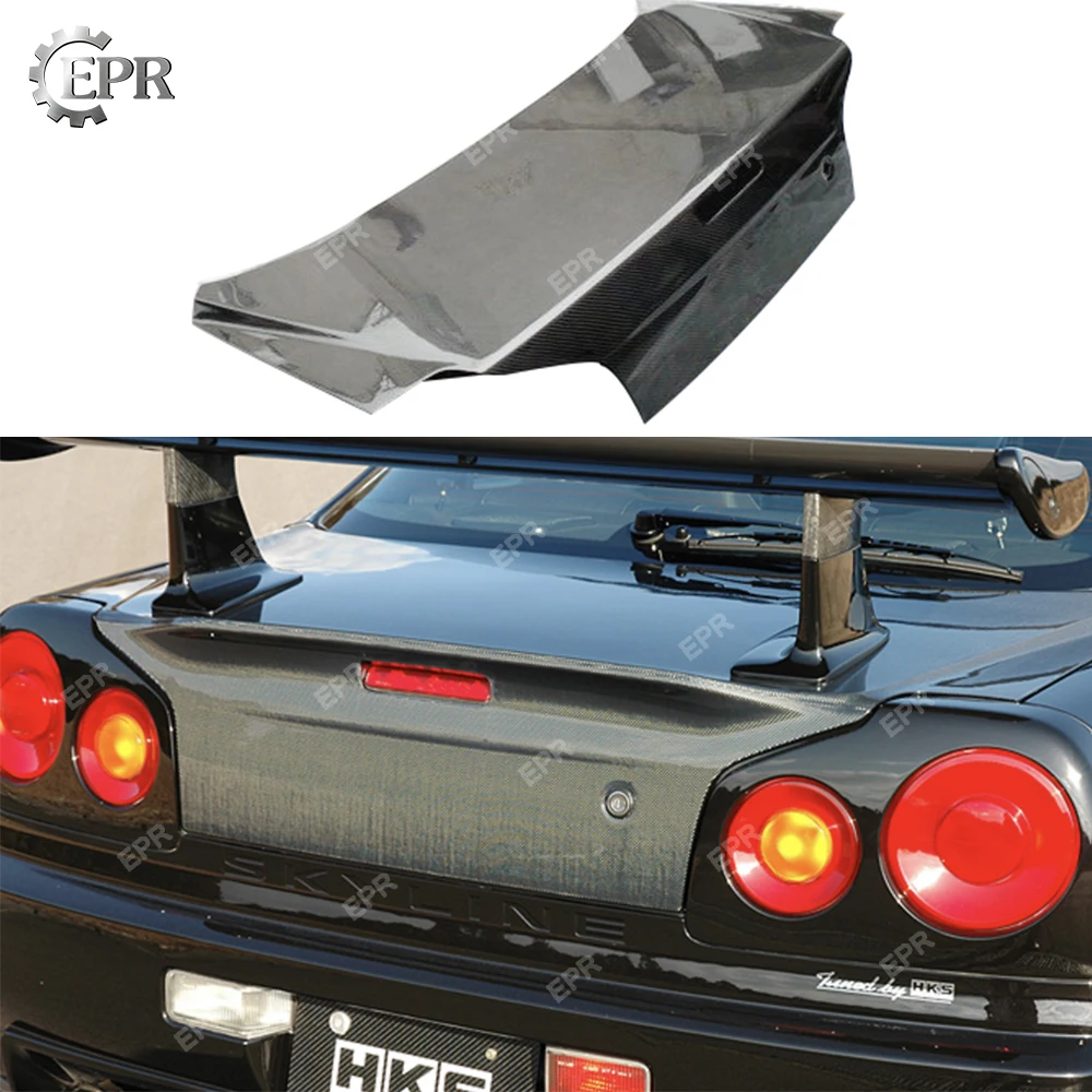 For Nissan Skyline R34 GTR GTT Carbon Fiber OEM Trunk Body Kit Auto Tuning Part For GTR R34