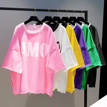 Женская летняя майка с короткими рукавами отверстие средней длины o-образным вырезом с буквенным рукавом для женской футболки