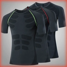 Venta de liquidación, camisetas de compresión para hombre, Camiseta deportiva para correr, camiseta de manga corta para Jogger, ropa para hacer ejercicio en el gimnasio