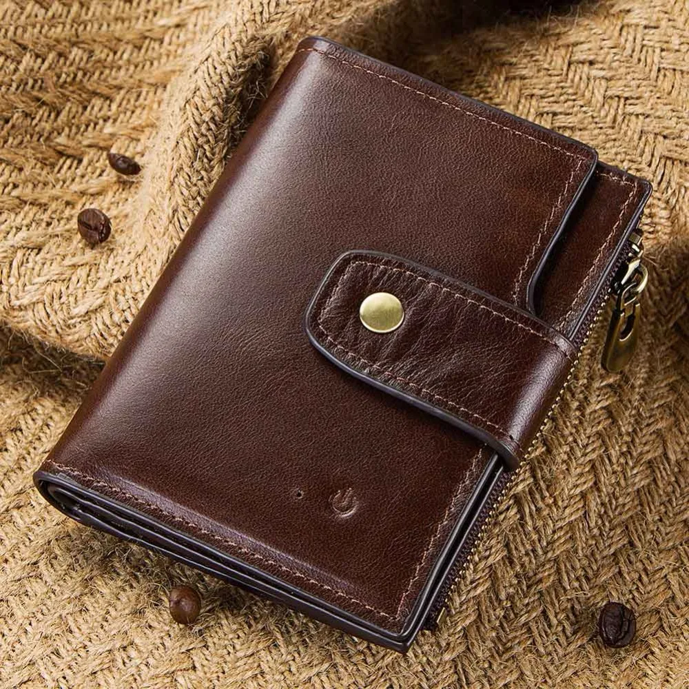 GZCZ мужской кошелек из натуральной кожи, кошелек для монет, маленький мужской клатч, портмоне на застежке, мужской кошелек, держатель для карт, гравировка