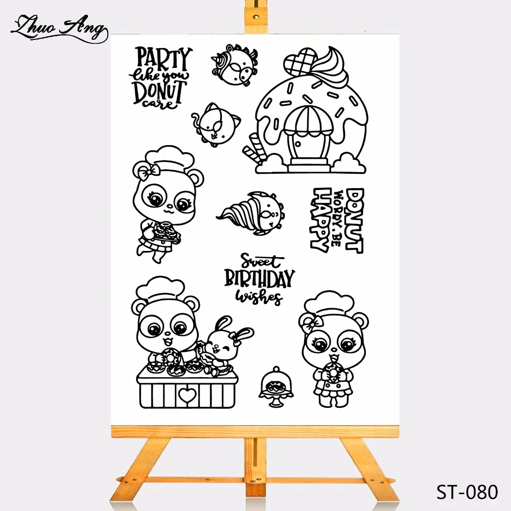 

ZhuoAng Cute bakery Rubber Clear Stamps and Cutting Dies Set for Scrapbooking Photo Album Card Making DIY Decoration Supp