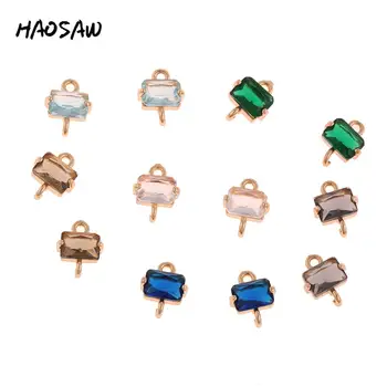 

HAOSAW Choose 8*11MM 6Pcs/Lot Colorful Crystal Connect/Rectangle/DIY Jewelry Making/Earring Suppliers/HandMade/Earring Findings