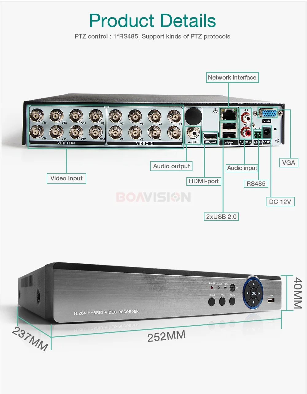 16CH AHD DVR 4MP Гибридный 8*4 Мп+ 8* IP 4MP 5 в 1 AHD TVI CVI CVBS IP камеры видеонаблюдения DVR H.264+ кодирования Onvif для AHD CCTV Камера