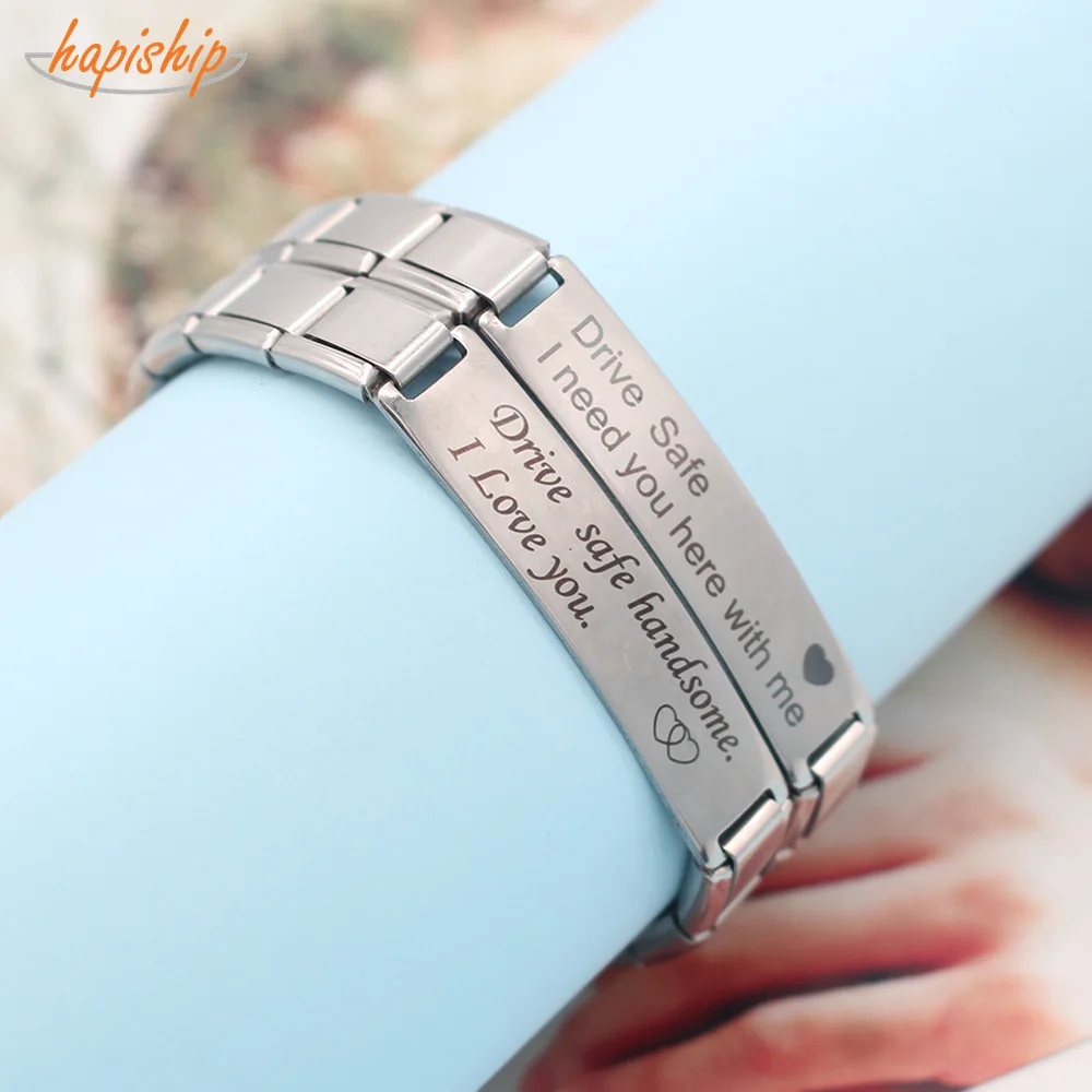 

Hapiship Custom Fashion Bracelet Gifts Engraved Drive Safe I Need You Here With Me Bracelet Couples Boyfriend Girlfriend Jewelry