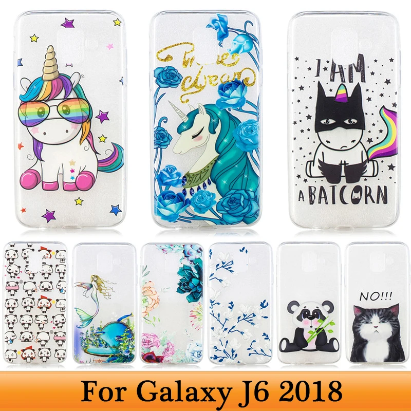 Чехол для Samsung J6 Galaxy мягкий силиконовый прозрачный чехол с мультяшным рисунком