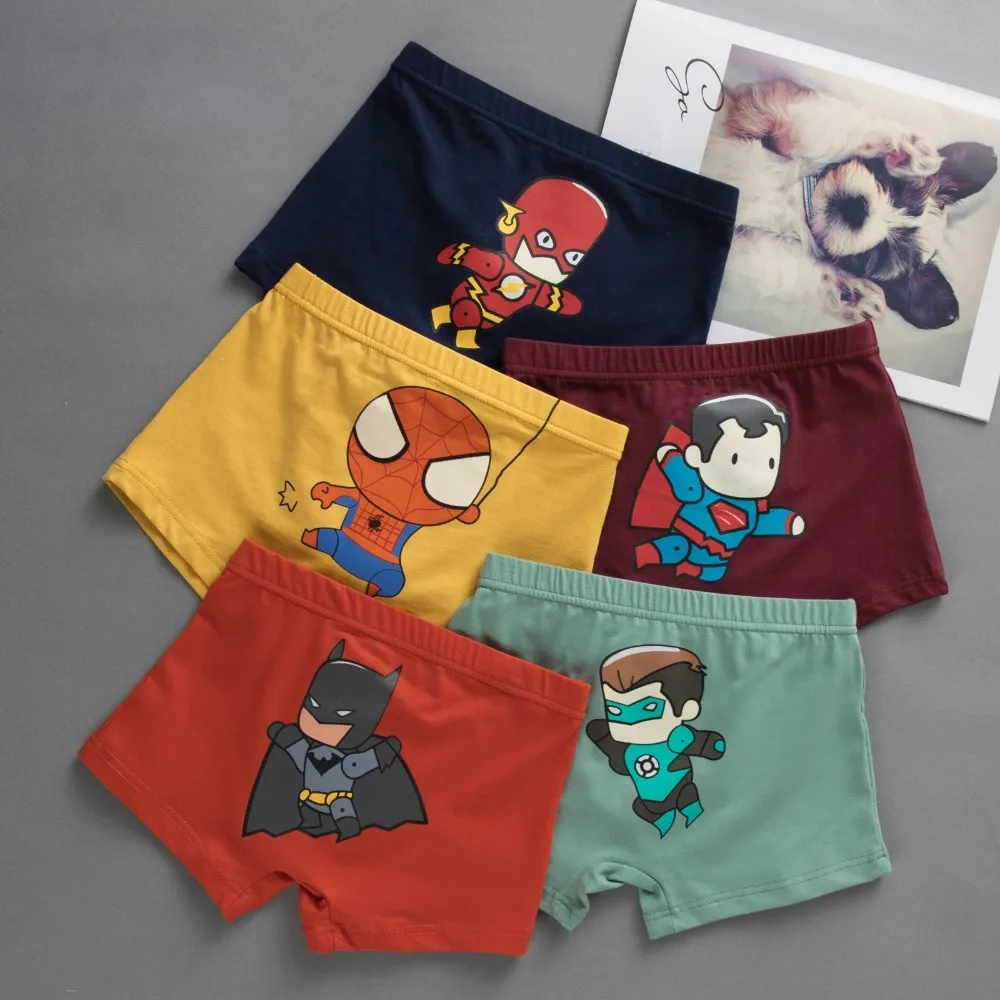 

1pc Kids Panties for Boys Cotton Spiderman Batman baby cartoon printed Panties child boys comics boxers briefs underwear 3-12Y