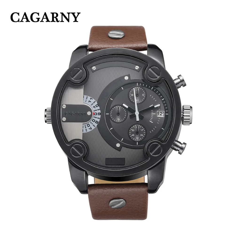 

CAGARNY Sale Fashion Men Leather Strap Watches Men Watches Luxury brand Military Sports Quartz Watch Male Clock Relogios Mascul