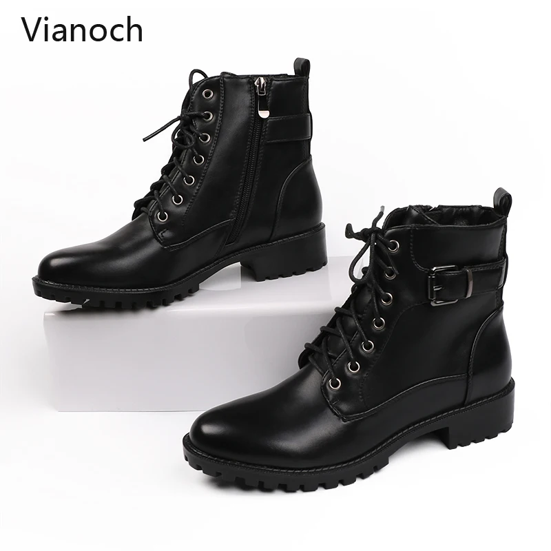 

Fashion New Women Ankle Boots Casual Warm Winter Motorcycle Boots Shoes Lace Up Shoe Woman wo1808131