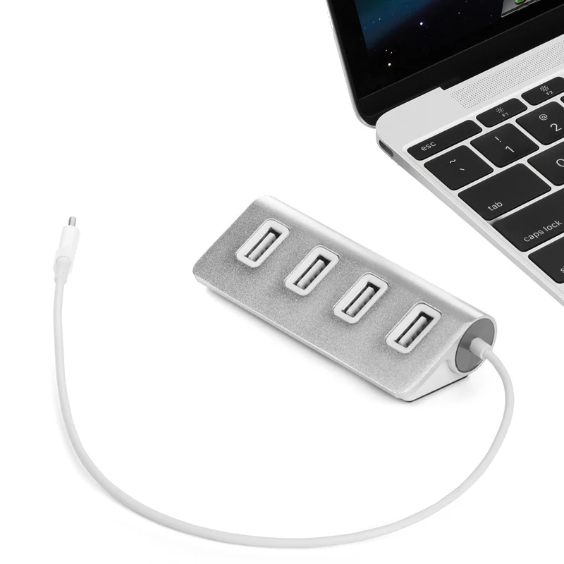 USB Hub Алюминий USB-C до 4-Порты и разъёмы USB 2,0 хаб для Тип usb-C устройств, включая Новый MacBook/ChromeBook Pixel EM88