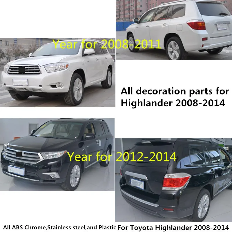 Для Toyota Highlander 2008 2009 2010 2011 2012 2013 крышка кузова ABS Хромированная Отделка Передняя до гоночная решетка решетки 1 шт