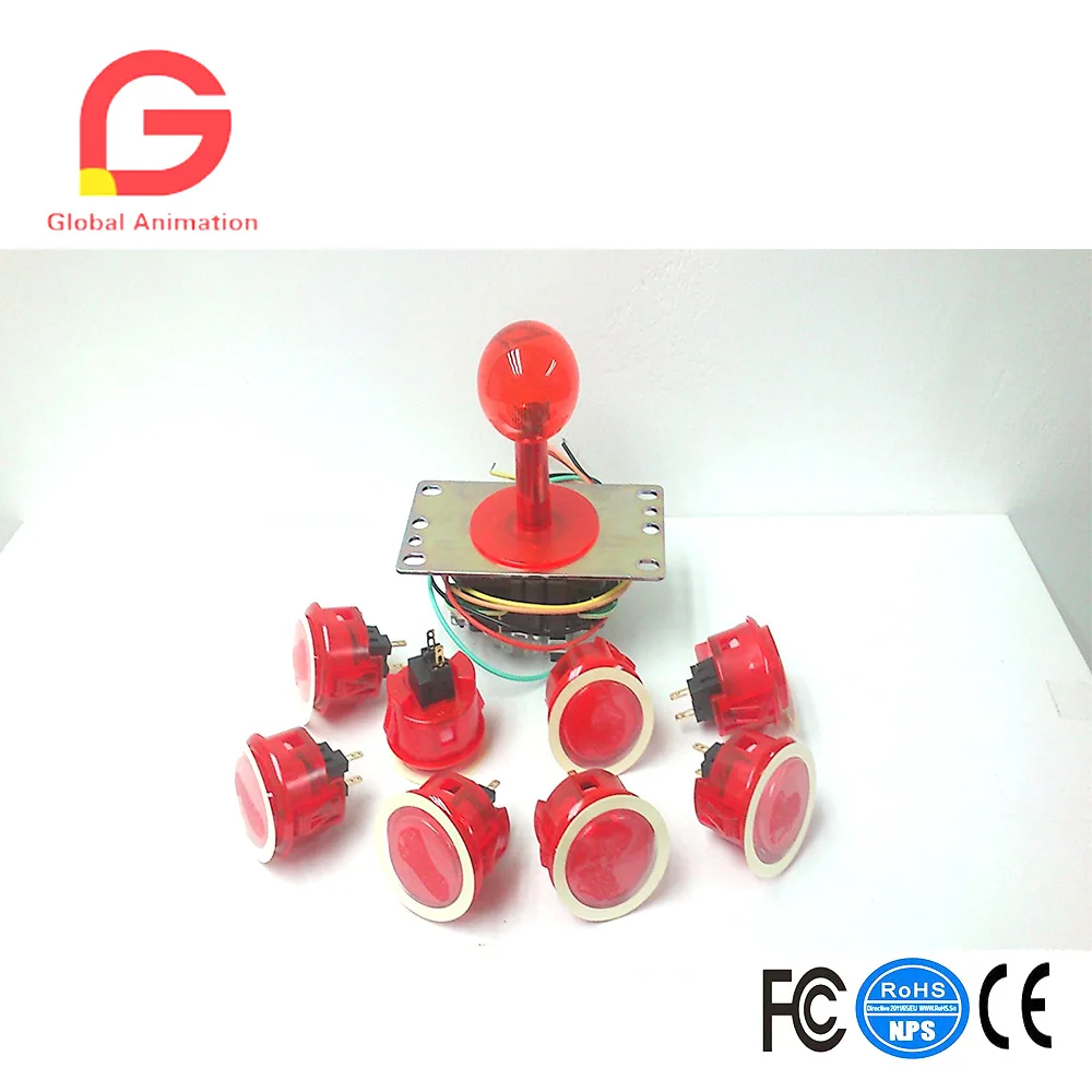 

JLF-TP-8YT Joystick OBSC-30-CR Clear Red Balltop And Translucent Red Shaft Cover And Dust Washer