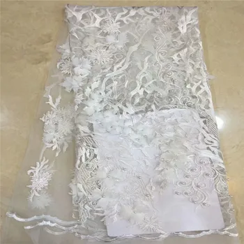

2019 Best quality embroidered African Tulle Lace Fabrics African French Laces Fabric With Beads For Wedding Dresses xc65-1865