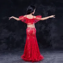 Детский индийский танцевальный костюм для танца живота, одежда, бюстгальтер, пояс, шарф, кольцо, юбка, комплект с платьем