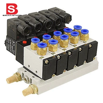 

DC 12V 8mm Quick Fitting 2 Position 5 Solenoid Valve w Base Muffler