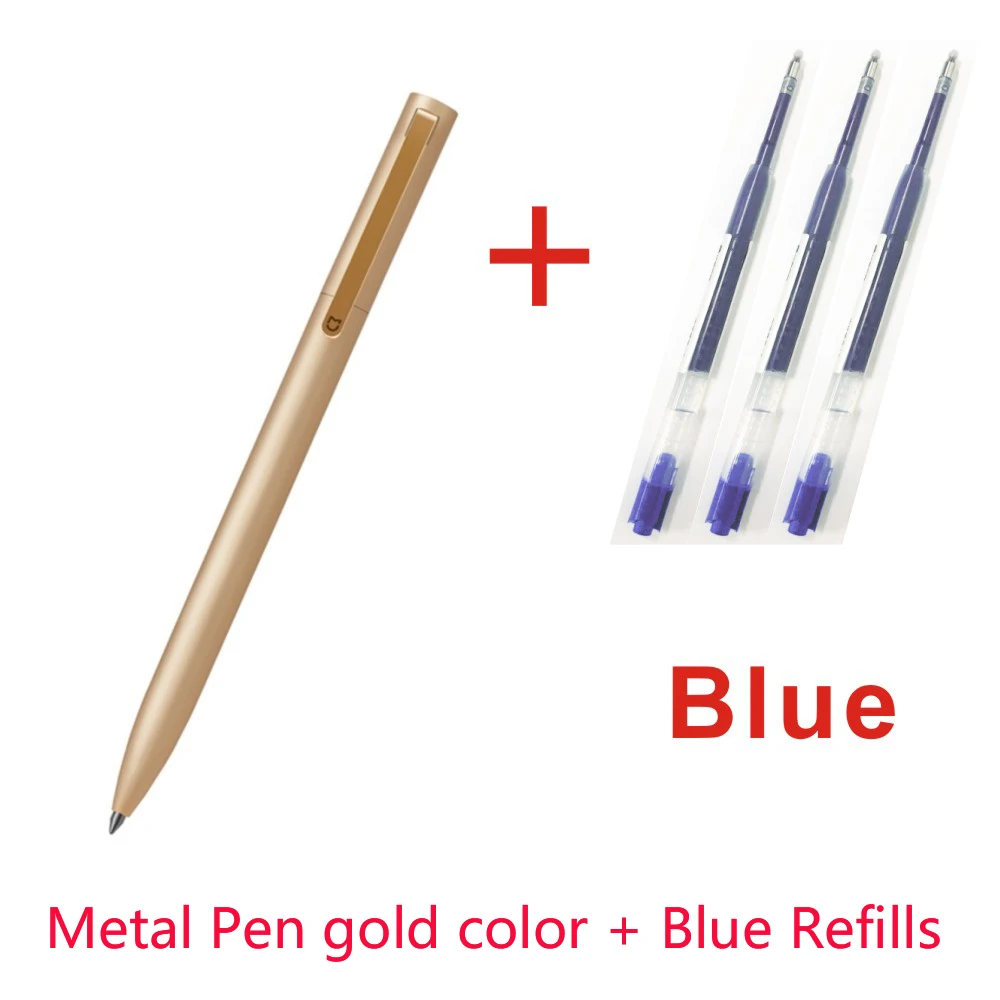 Xiao mi jia металлическая ручка для гостя G2 чернильная ручка mi Pen 0,5 мм ручка для подписи гладкая швейцарская заправка mi Kuni японские черные чернила индивидуального изготовления - Цвет: Gold 3  Blue Rods