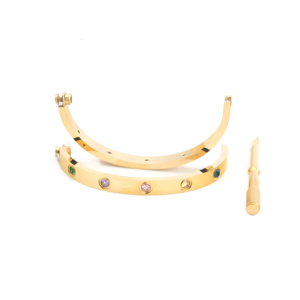 Online Titanium Steel Colorful Stone Carter Love Bangle for Women Men Screwdriver I LOVE YOU Screw Bracelets Femme Pulseira Feminina