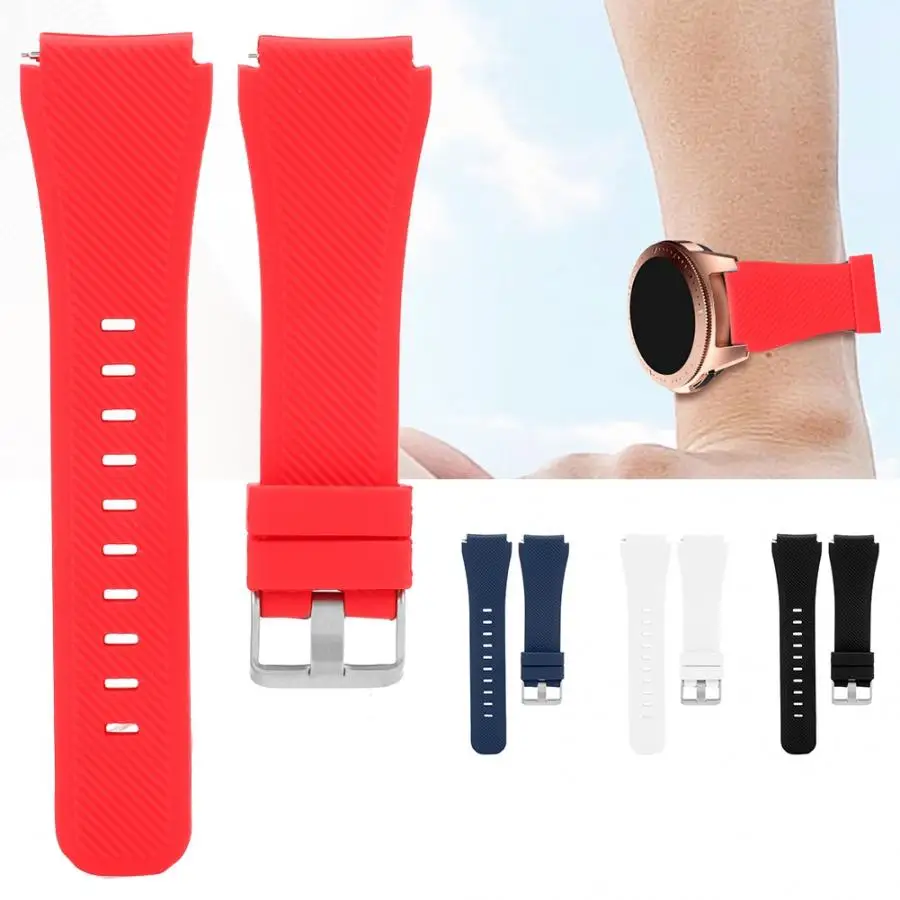 

Adjustable Silica Gel Watch Band Strap Replacement Fit for Samsung Gear S3 Frontier Black White Blue Red Color Watch Band c