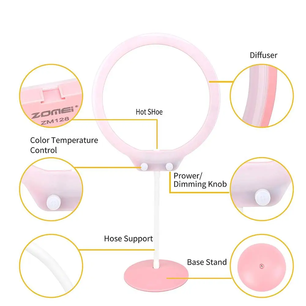  ZoMei 10 inch Ring Light 26cm LED Dimmable Camera Photography Lamp Portable Mini Desktop Video Ligh - 33038120375