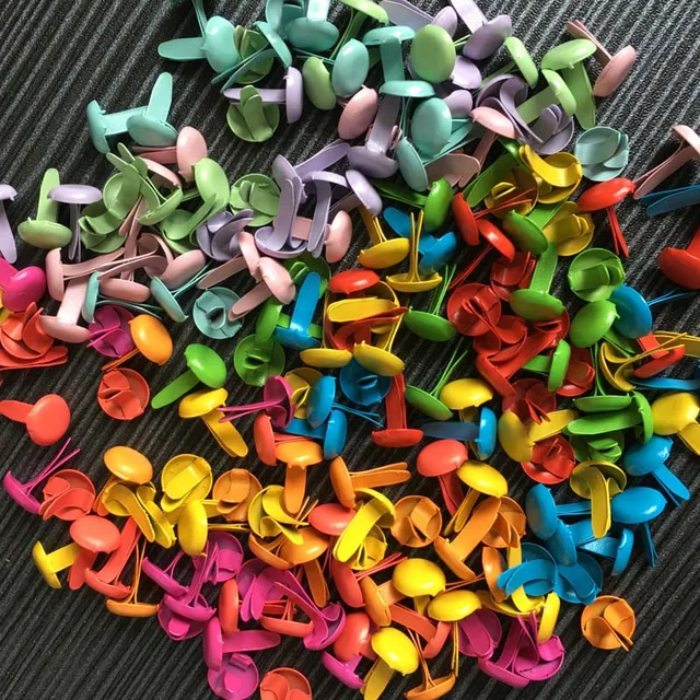 Buy 100Pcs 8*12mm Mixed Color Metal Round Brads