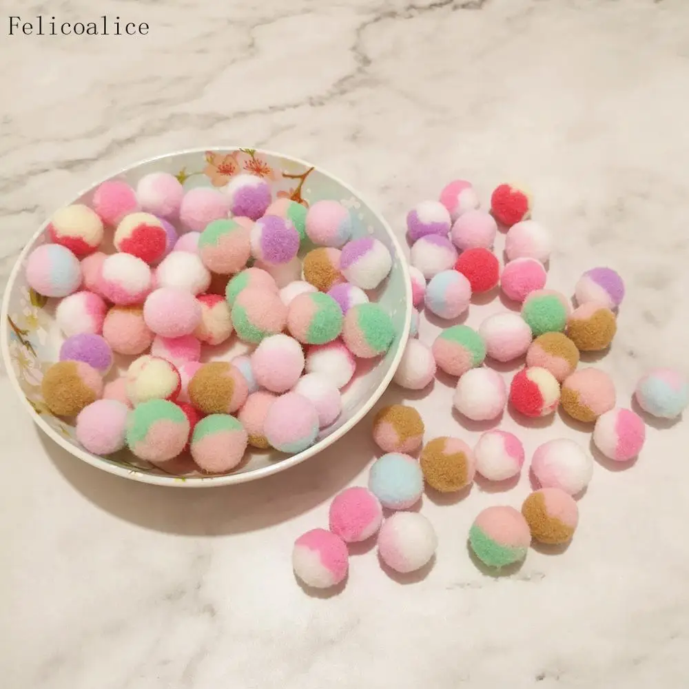 

50pcs 15mm/0.59inch Mini Fluffy Soft Two Colors Pom Poms Pompoms Ball Handmade Kids Toys DIY Sewing Craft Supplies
