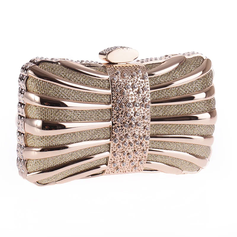 

Women's Satin Clutch with Pearls and Diamonds Evening Handbag for Party and Wedding, Chain Bag