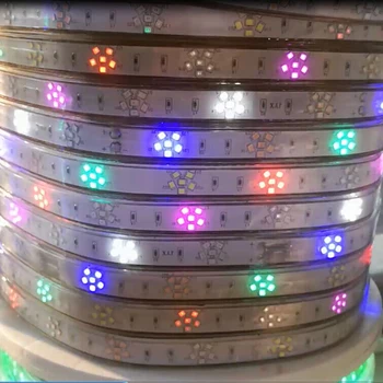 

100M LED strip RGB 220V 5lights Jump SnowflakeSMD2835 led rope 120leds/M LED Ribbon RGB Waterproof Strip light 220V + controller