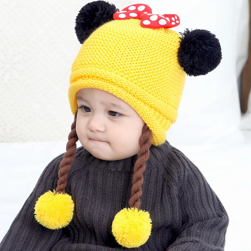 Милая детская зимняя вязаная шапка для малышей детские вязаные шляпы девочки