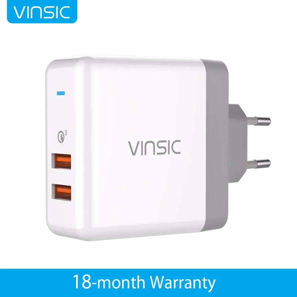 Vinsic Quick Charge 3 0 QC3 0 Dual USB 36W Wall Charger Travel Charger for iPhone